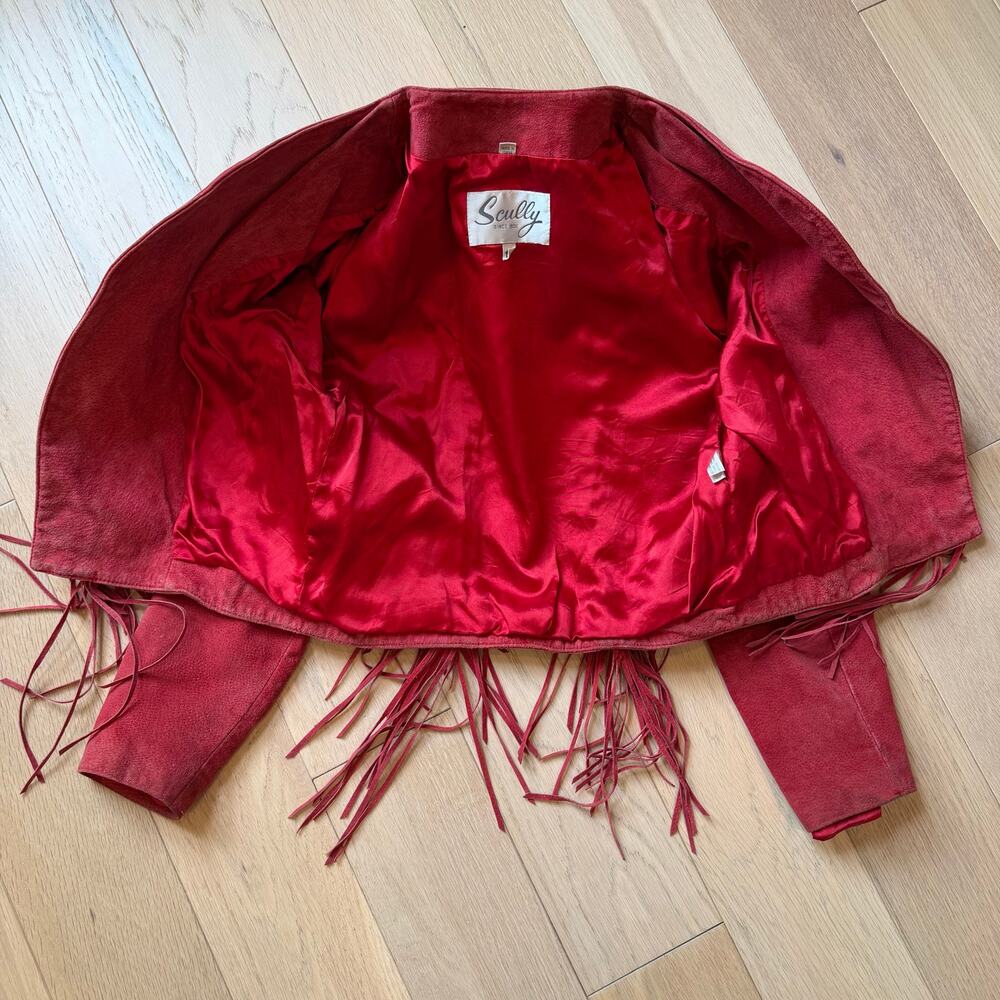 Vintage Scully Red Suede Leather Fringe Jacket Western Concho Women’s - Picture 3 of 12